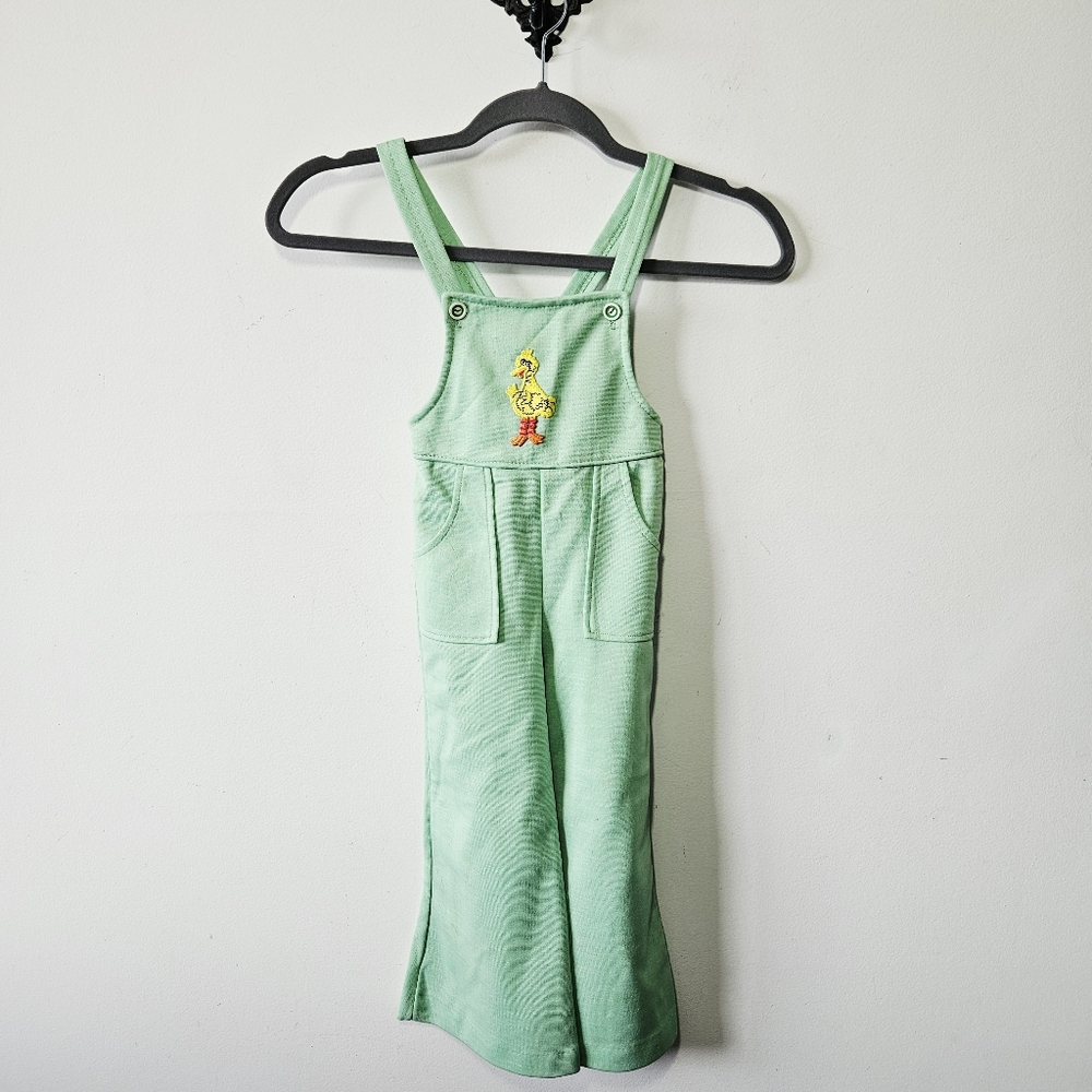 Vintage Sesame Street Big Bird Jumpsuit Size 3 Mint Green EUC